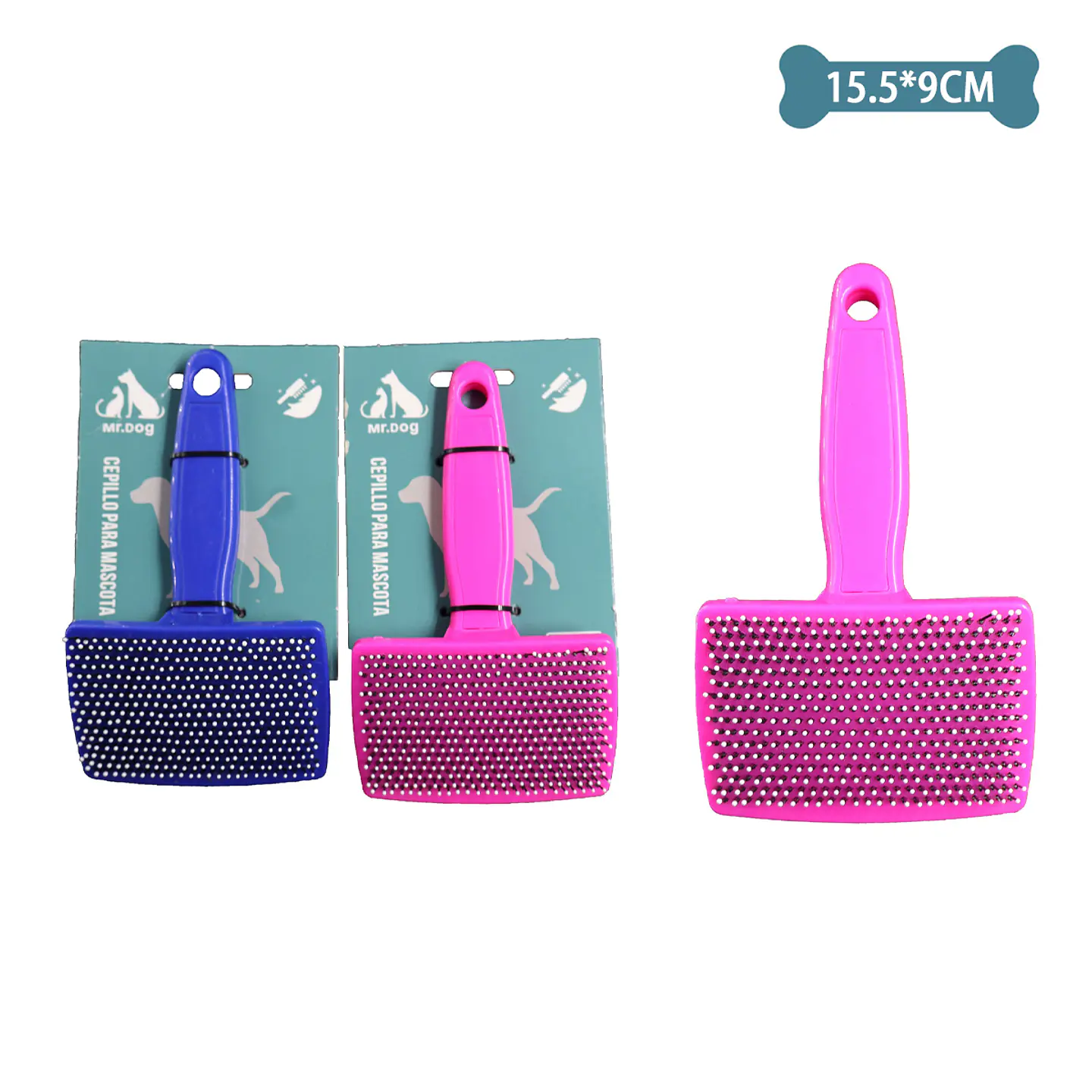 Cepillo con agujas finas para mascotas 15.5*9cm Color Aleatorio 1