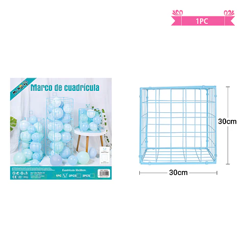 Soporte de globo rejilla cuadrado azul 30*30cm 