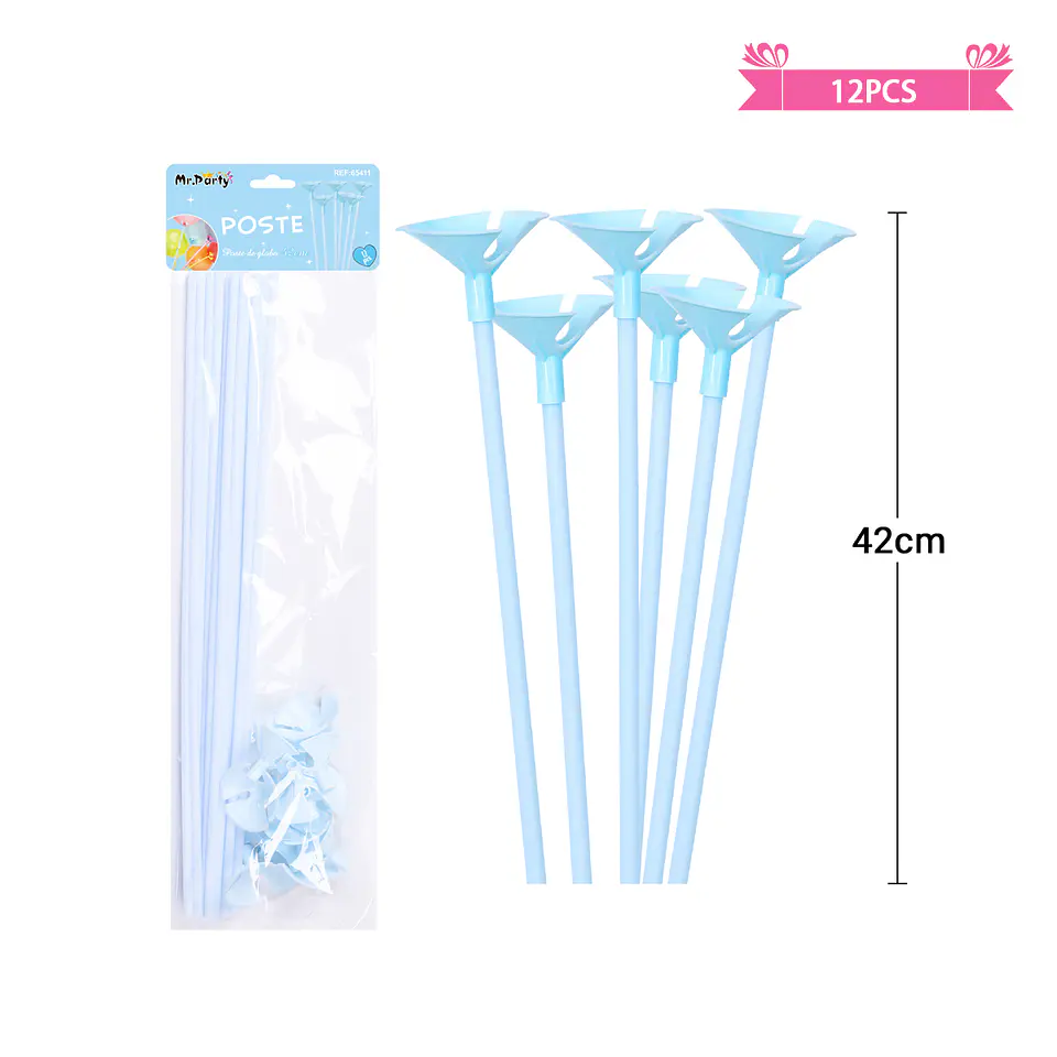 Varillas para globos color pastel azul 42cm 12pcs 1