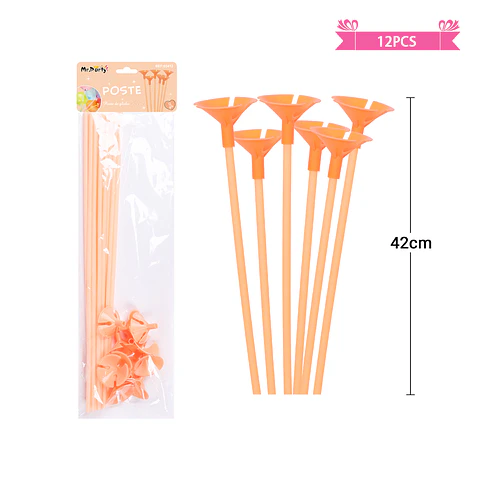 Varillas para globos color pastel naranja 42cm 12pcs
