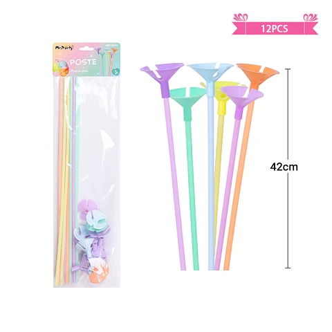 Varillas para globos color pastel surtidos 42cm 12pcs