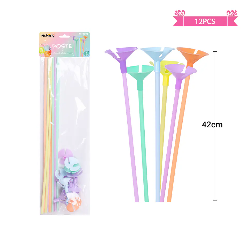 Varillas para globos color pastel surtidos 42cm 12pcs 2