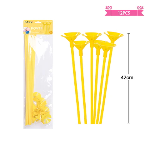 Varillas para globos color amarillo 42cm 12pcs