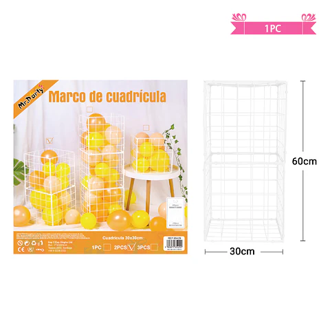 Soporte de globo rejilla cuadrado blanco 30*60cm 