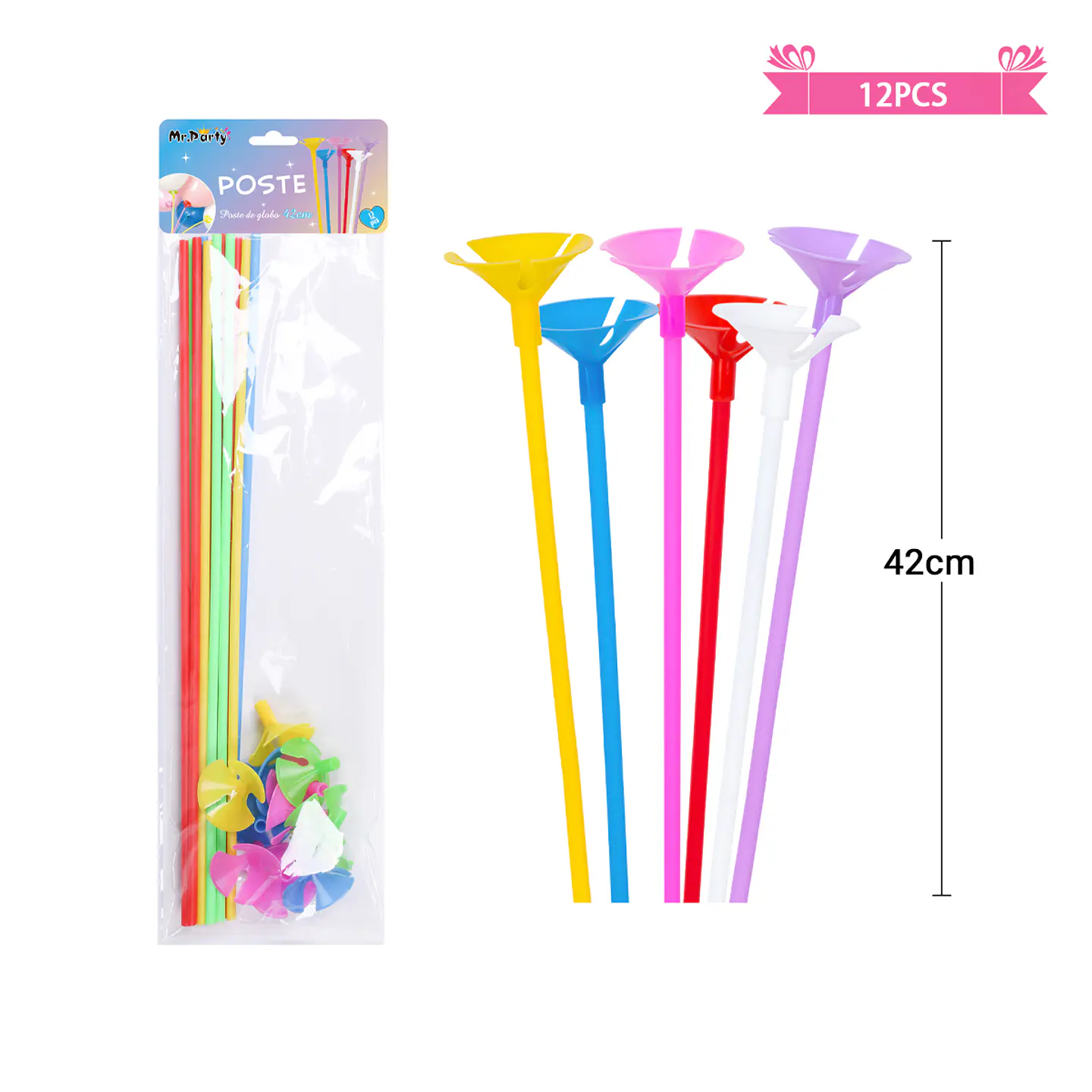 Varillas para globos colores surtidos 12pcs 1