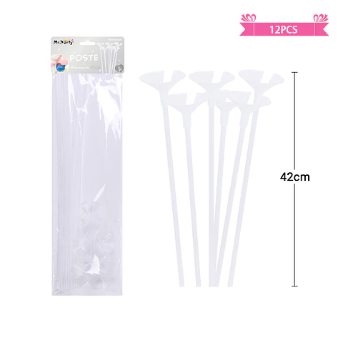 Varillas para globos color transparente esmerilado 12pcs