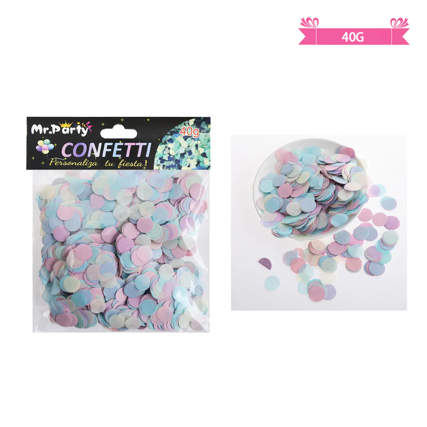 Confetti redonda color pastel surtidos 40g 2