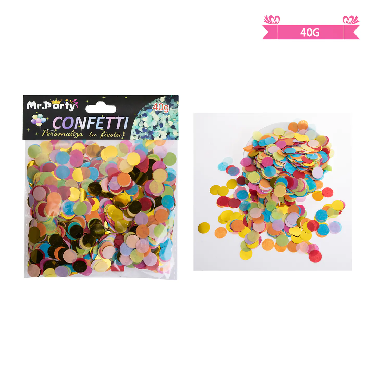 Confetti redonda colores surtidos 40g 2
