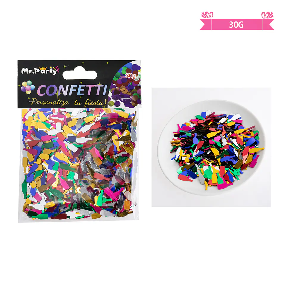 Confetti metálico de botella colores surtidos 30g 1