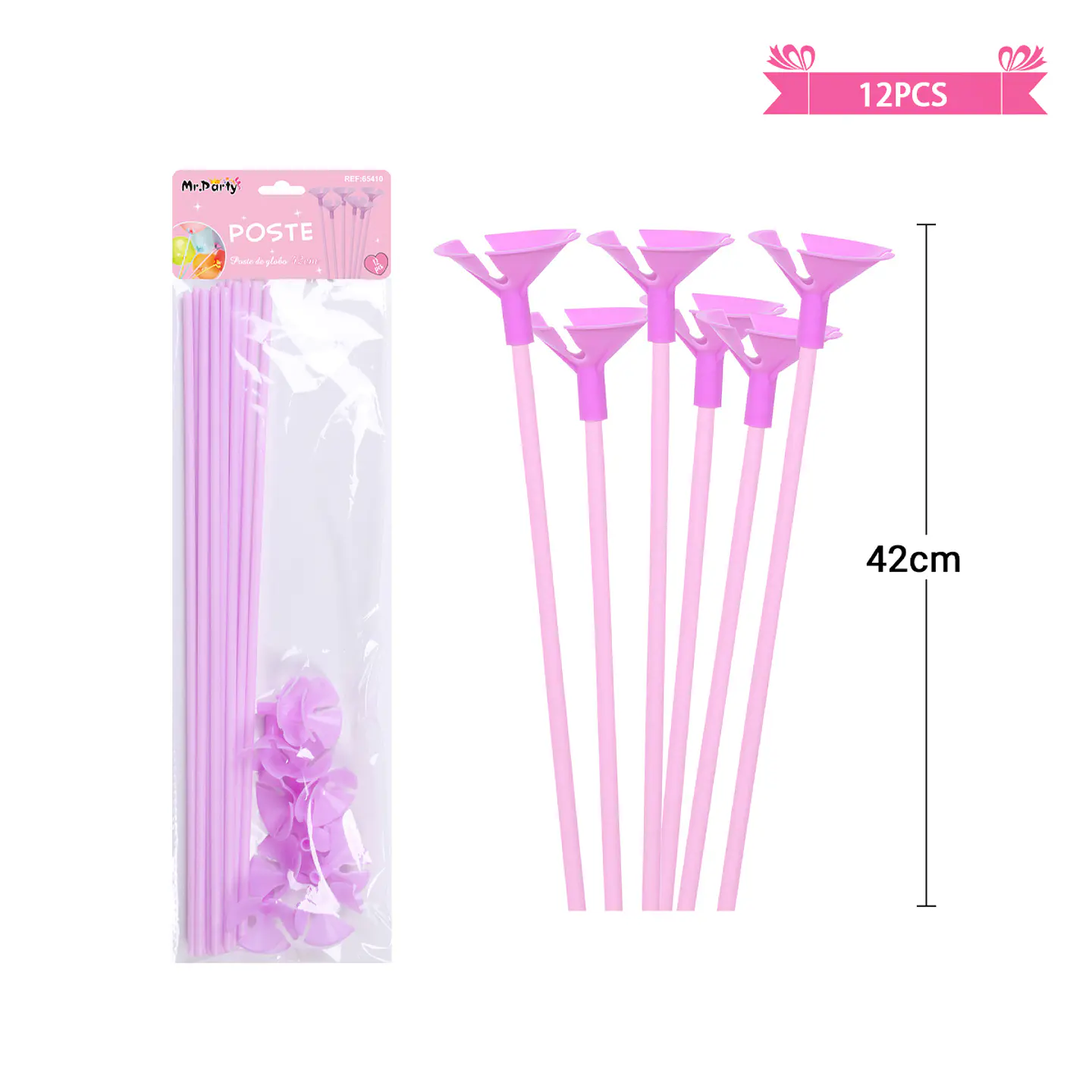 Varillas para globos color pastel rosa 12pcs 1