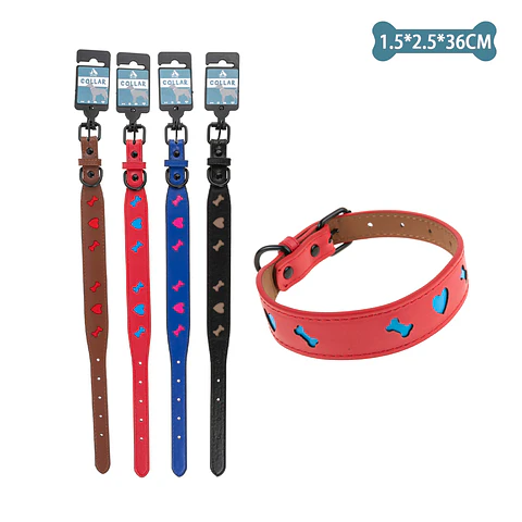 Collar PU con diseño hueso y corazón Color Aleatorio 1.5cm*2.5cm*36cm 12pcs