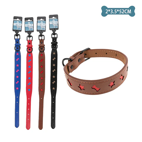 Collar PU con diseño hueso y estrella Color Aleatorio 2.0cm*3.5cm*52cm 12pcs