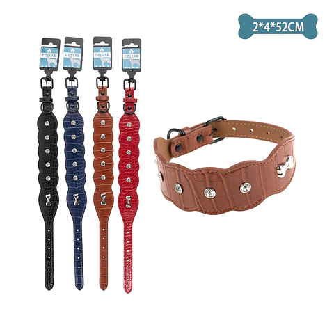 Collar PU con diamantes Color Aleatorio 2.0cm*4.0cm*52cm 12pcs