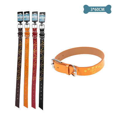 Collar PU con diseño huella de perro Color Aleatorio 3.0cm*60cm 12pcs