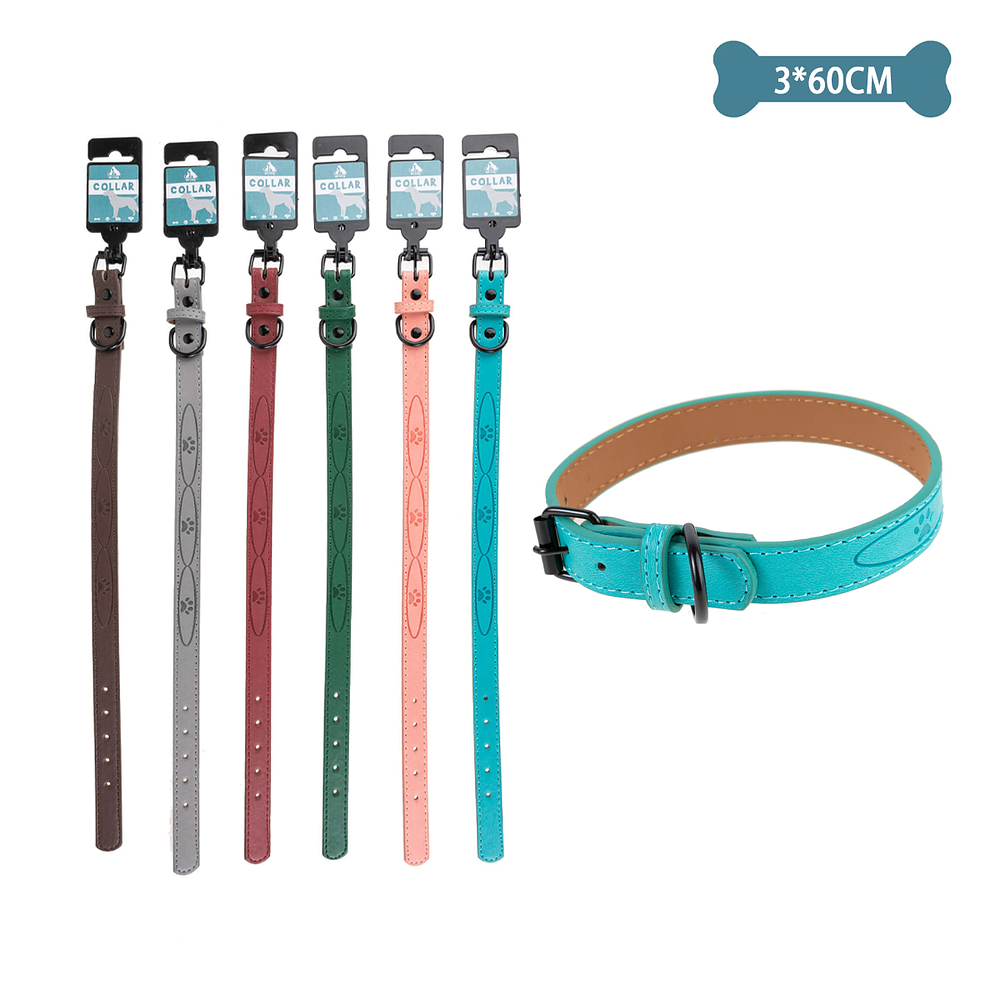 Collar PU con diseño huella de perro Color Aleatorio 3.0cm*60cm 12pcs