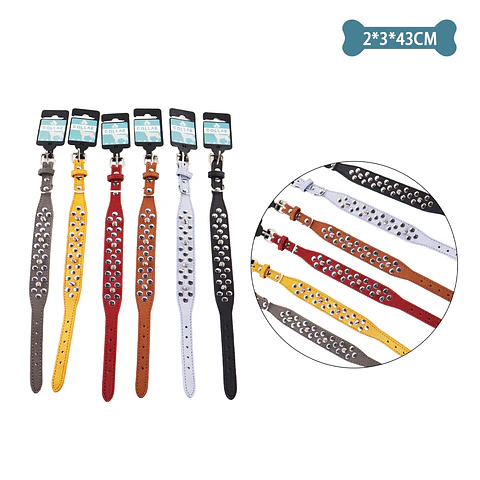 Collar PU con tachuelas Color Aleatorio 2.0cm*3.0cm*43cm 12pcs