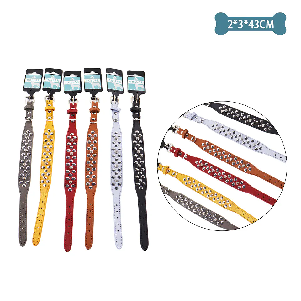 Collar PU con tachuelas Color Aleatorio 2.0cm*3.0cm*43cm 12pcs 1