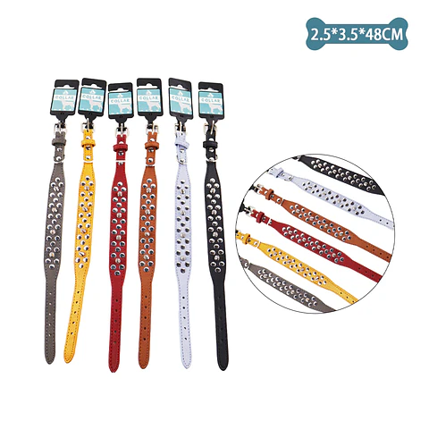 Collar PU con tachuelas Color Aleatorio 2.5*3.5cm*48cm 12pcs