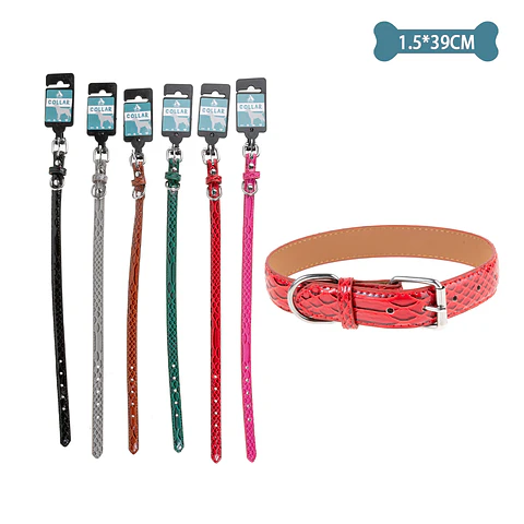 Collar PU con estampado de serpiente Color Aleatorio 1.5cm*39cm 12pcs