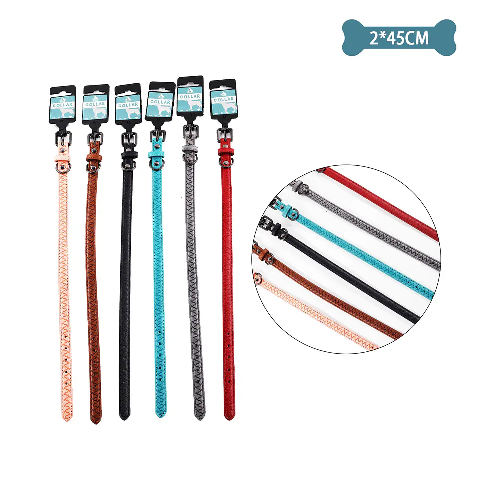 Collar PU para mascota Color Aleatorio 2.0cm*45cm 12pcs 1