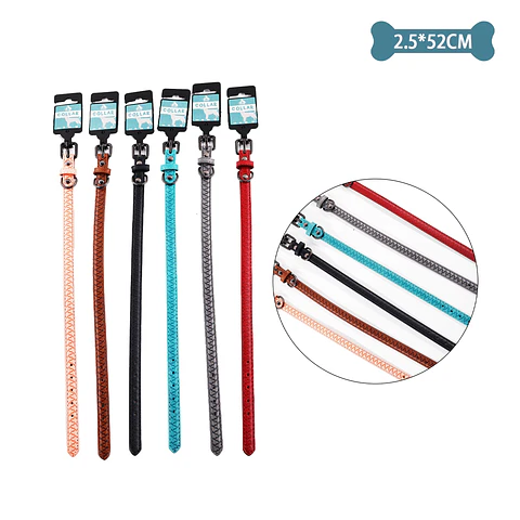 Collar PU para mascota Color Aleatorio 2.5cm*52cm 12pcs