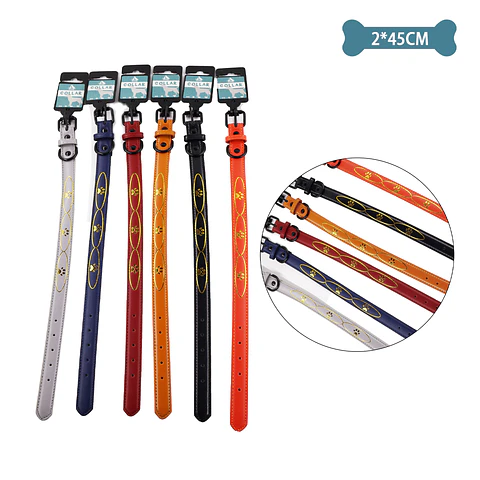 Collar PU con diseño huella de perro Color Aleatorio 2.0cm*45cm 12pcs