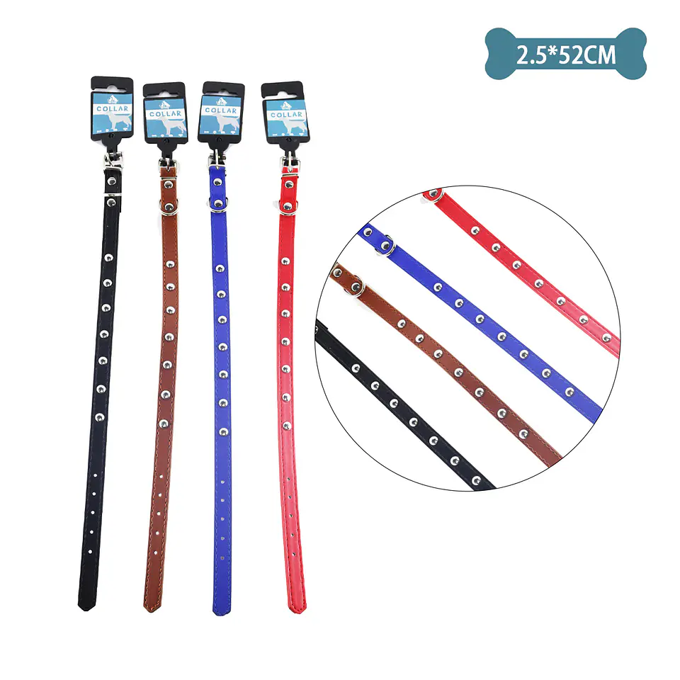 Collar PU con tachuelas Color Aleatorio 2.5cm*52cm 12pcs 1