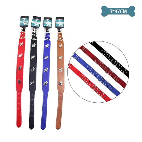 Collar PU con tachuelas de perro Color Aleatorio 3.0cm*47cm 12pcs