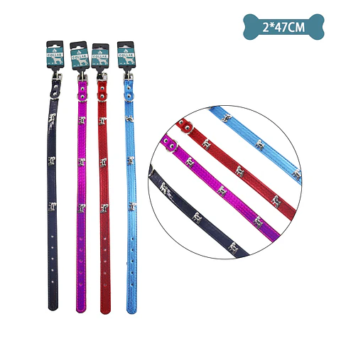 Collar PU con tachuelas de perro Color Aleatorio 2.0cm*47cm 12pcs