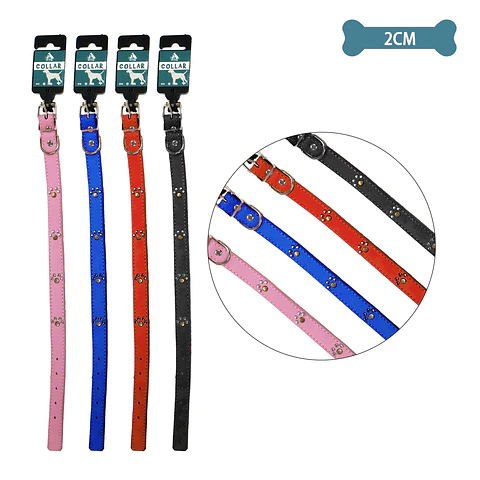 Collar PU con tachuelas de huella Color Aleatorio 2.0cm 12pcs
