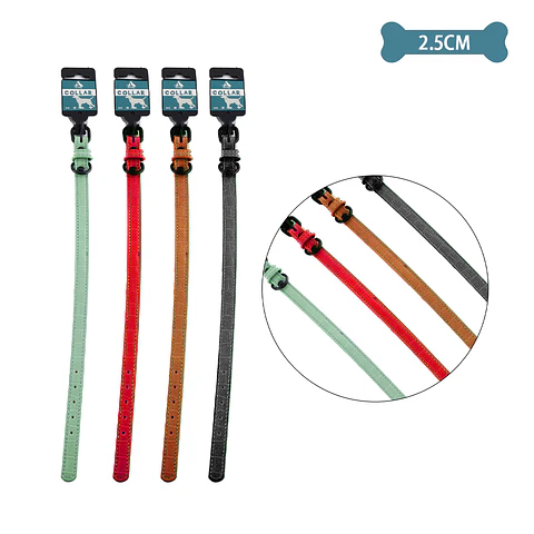 Collar PU para mascota Color Aleatorio 2.5cm 12pcs