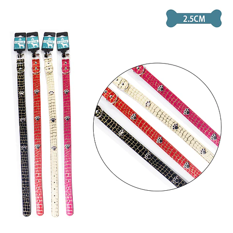Collar PU con tachuelas de huella Color Aleatorio 2.5cm 12pcs
