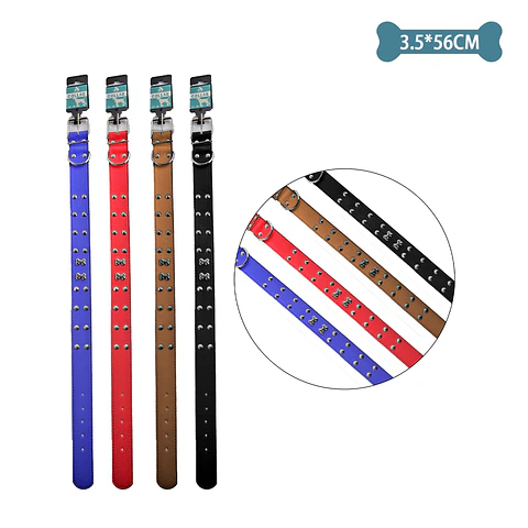 Collar PU con tachuelas y hueso Color Aleatorio 3.5cm*56cm 12pcs