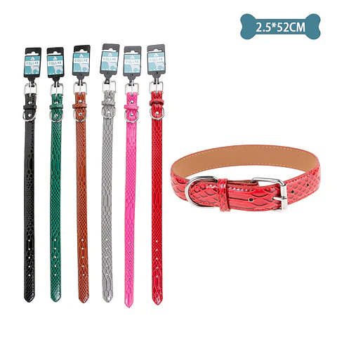Collar PU con estampado de serpiente Color Aleatorio 2.5cm*52cm 12pcs