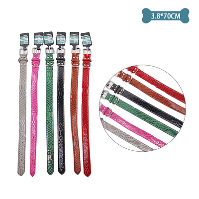 Collar PU con estampado de serpiente Color Aleatorio 3.8cm*70cm 12pcs