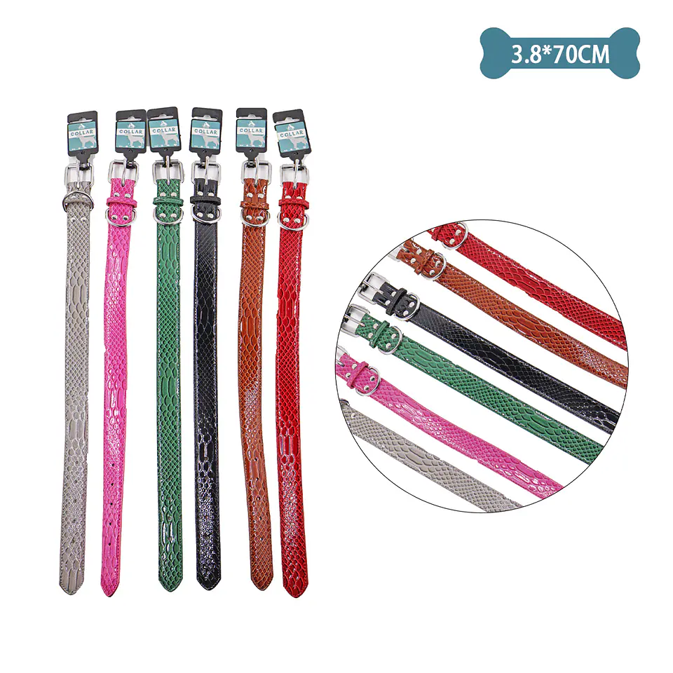 Collar PU con estampado de serpiente Color Aleatorio 3.8cm*70cm 12pcs 1