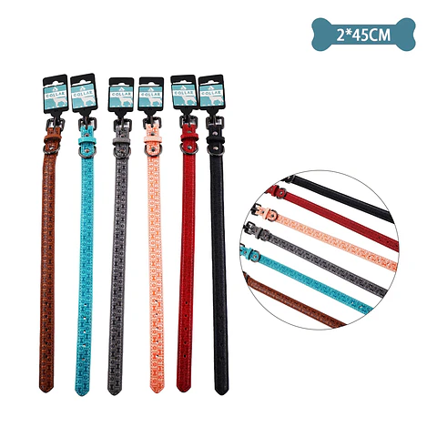 Collar PU con diseño hueso y huella Color Aleatorio 2.0cm*45cm 12pcs