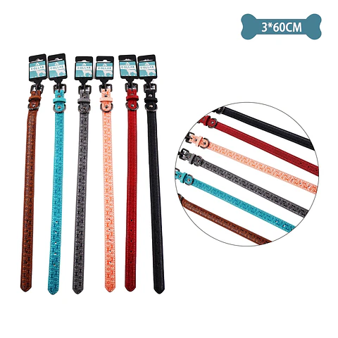 Collar PU con diseño hueso y huella Color Aleatorio 3.0cm*60cm 12pcs
