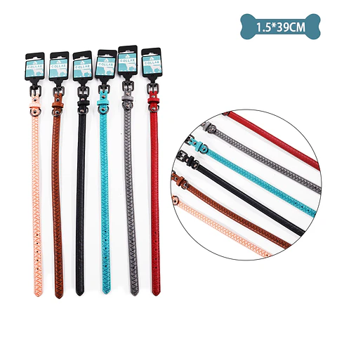 Collar PU para mascota Color Aleatorio 1.5cm*39cm 12pcs