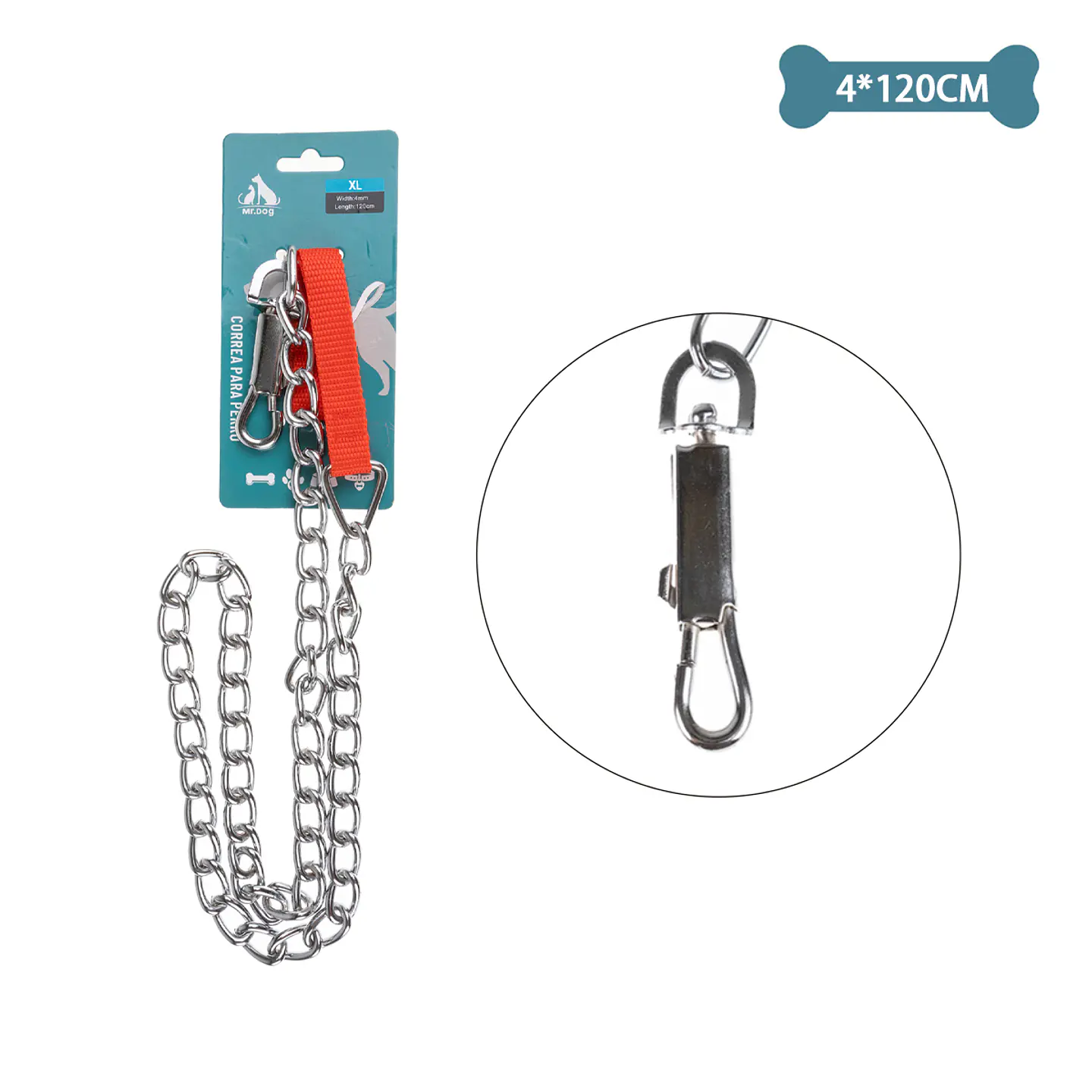 Correa cadena para mascota 4.0mm*1.2m 2