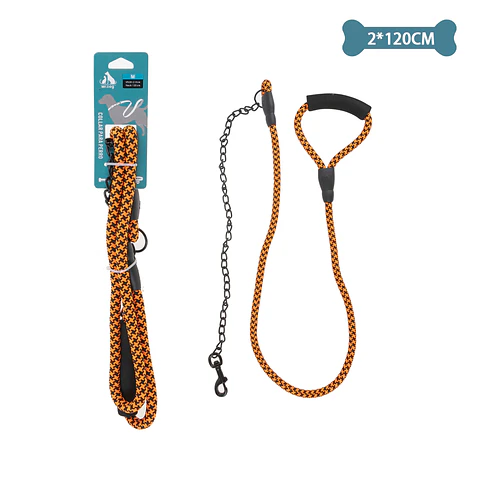 Correa redondo con cadena para mascota 1.2m