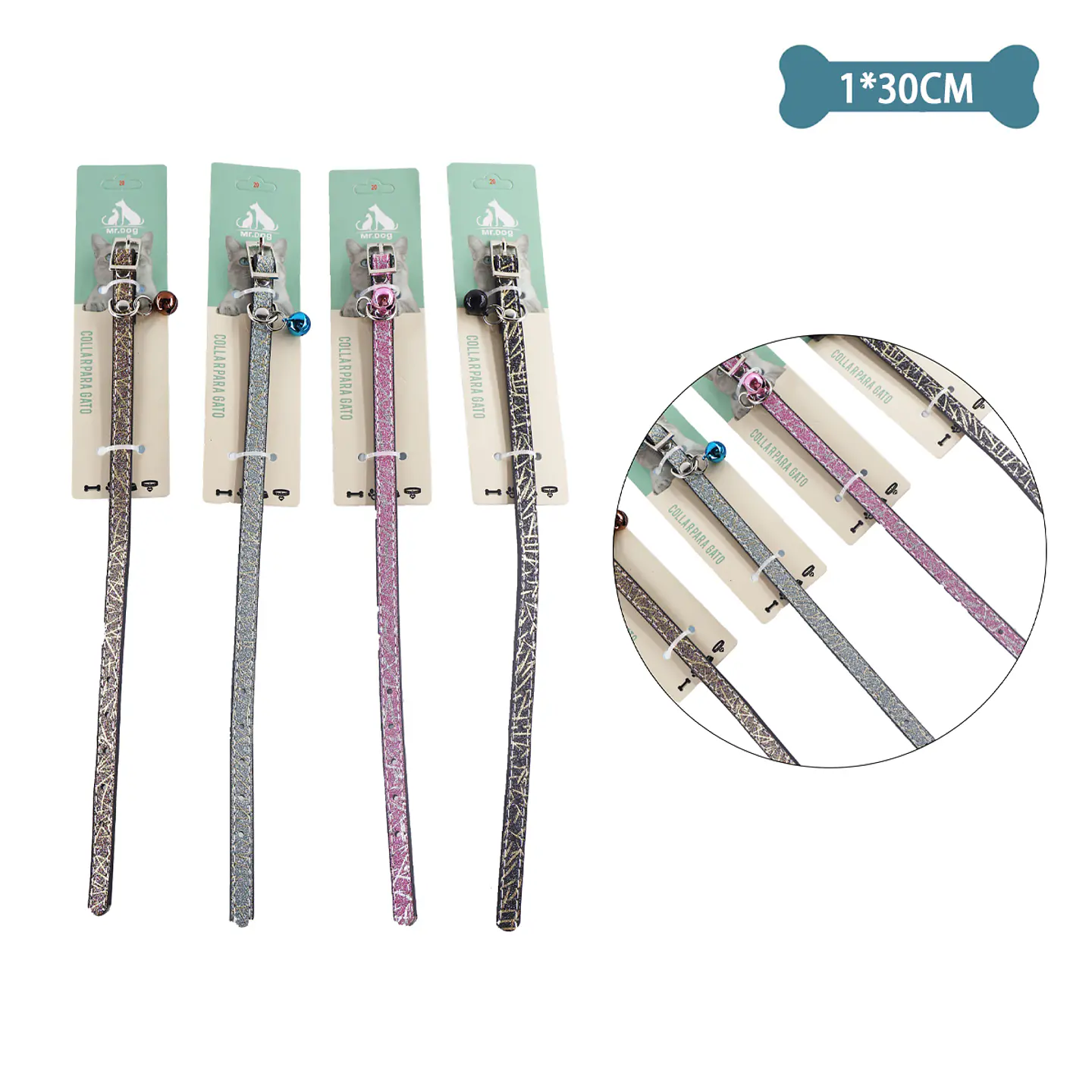 Collar PU para gato Color Aleatorio 1.0cm*30cm 1