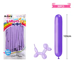 Globos largos color pastel morado 120cm 30pcs