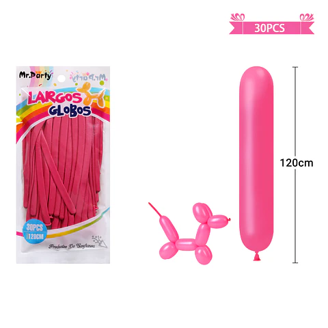 Globos largos fucsia 120cm 30pcs