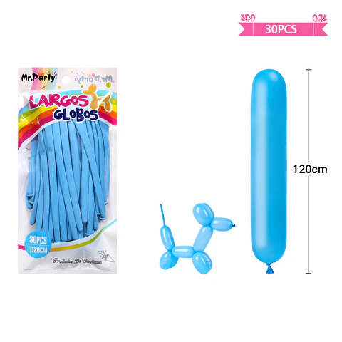 Globos largos celeste 120cm 30pcs