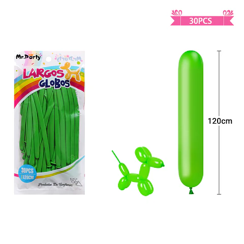 Globos largos verde 120cm 30pcs
