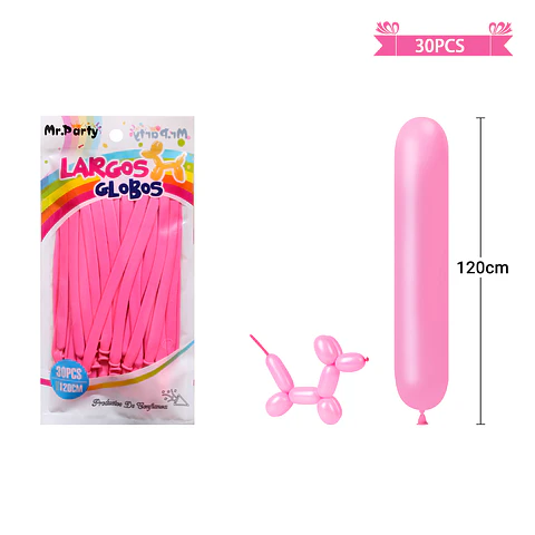 Globos largos rosa 120cm 30pcs