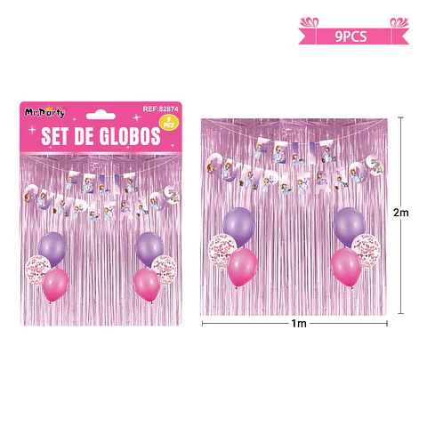 Set de globos con cortina y guirnalda de sirena 9pcs