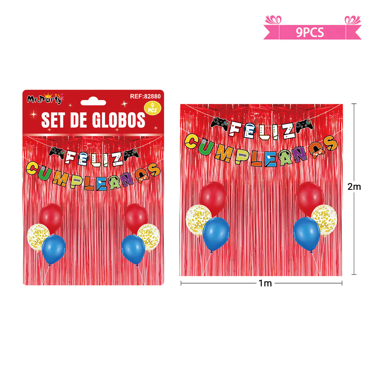 Set de globos con cortina y guirnalda de juego 9pcs 1