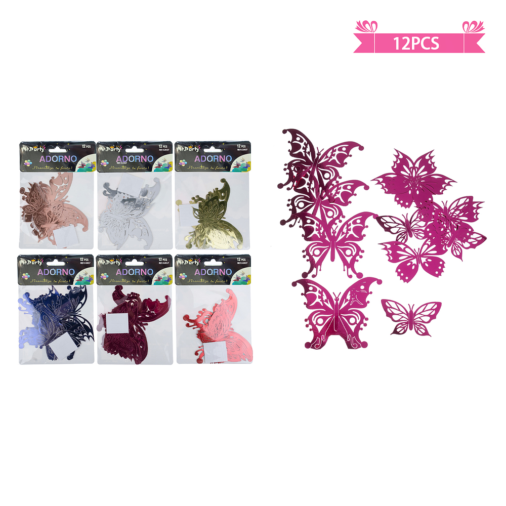 Adorno decorativo mariposa Color Aleatorio 12pcs